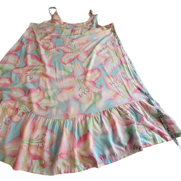 Tommy Bahama Floral Sleeveless Ruffle Hem Gown M/M Adjustable spaghetti straps - Picture 4 of 11